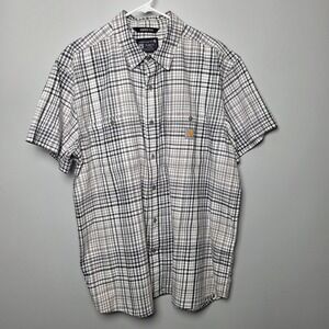 Carhartt Button Down Mens XL Rugged Flex Relaxed Fit Grey Plaid TW5701-M